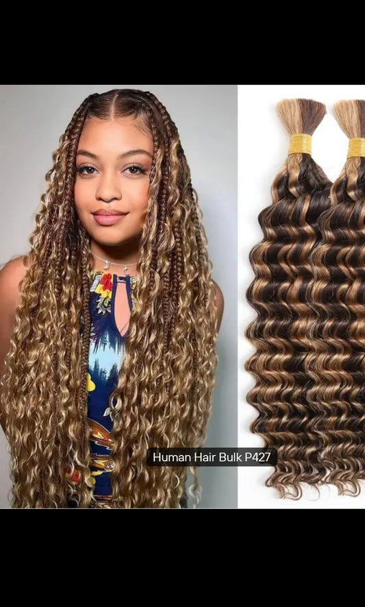 Human Hair Bulk P427 – Highlighted Deep Wave