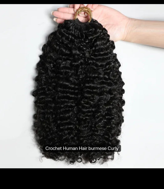 Burmese Crochet Human Hair – Natural Black Deep Wave