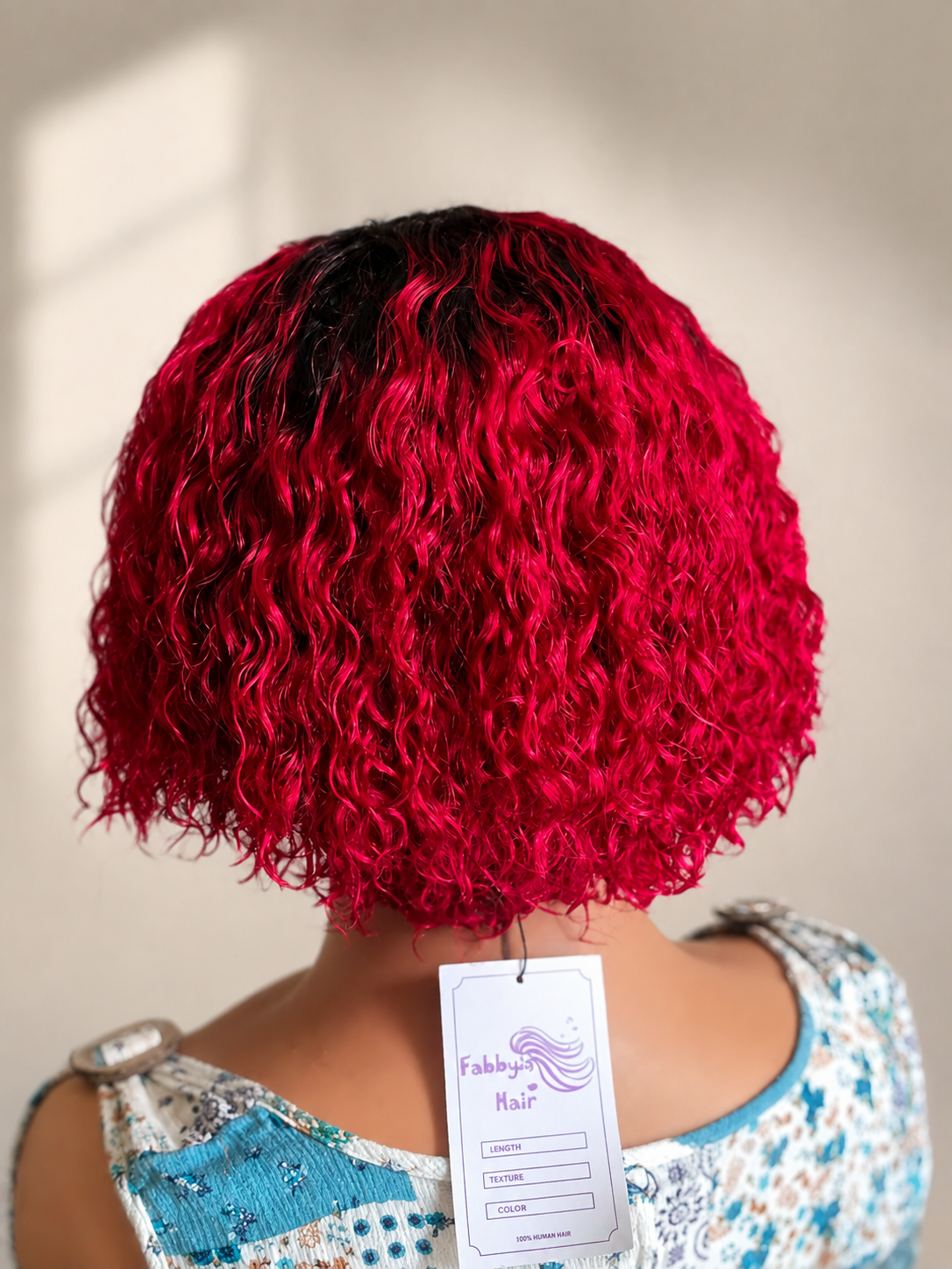 5x5 Glueless Cherry Fuchsia Bob Wig -100% Human Hair