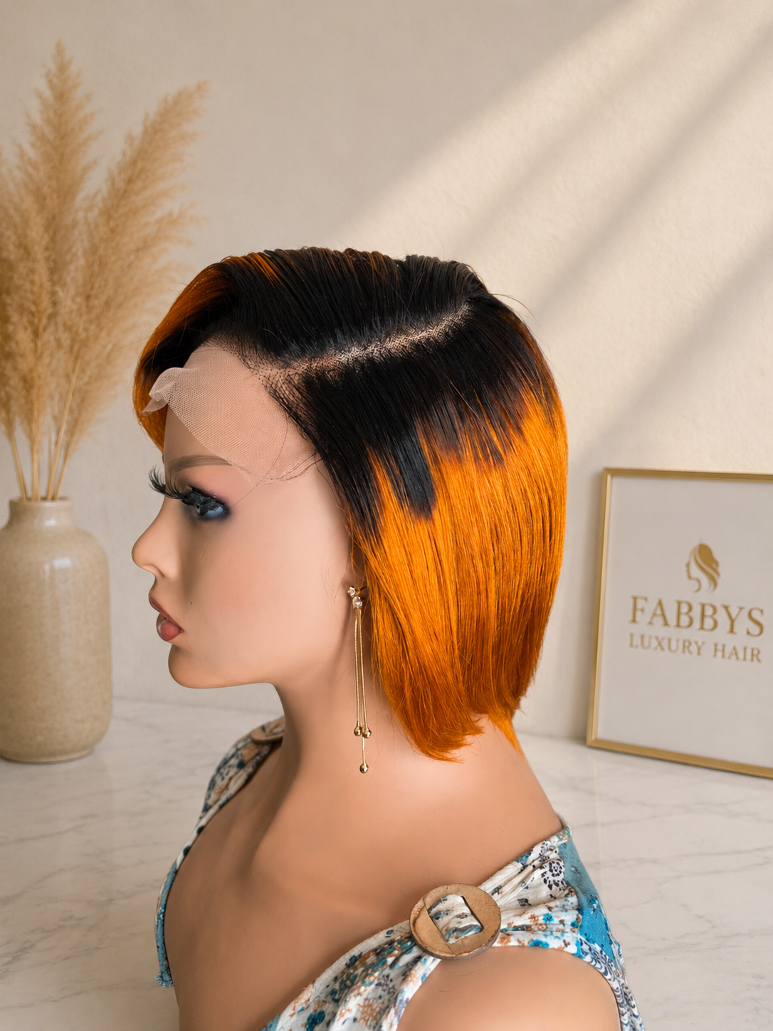Luxury Copper Bob 5x5 lace Human wig.